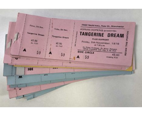 18 partial ticket books, with approximately 175 complete, untorn and unused tickets for Tangerine Dream at the Manchester Fre
