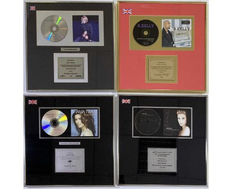 Four framed sales awards - 16 x 16", all presented to BBC Radio 2 producer and music industry veteran Geoff Mullin. Inc: Whit