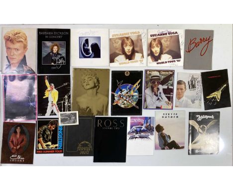 25 assorted programmes/booklets to inc three programmes signed to covers by Suzanne Vega. Otherwise David Bowie, Bruce Spring