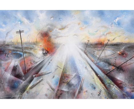 David Wilde (British 1918-1978) "Clearing the two up, two down, back to back houses, Hulme", signed and titled, with extensiv