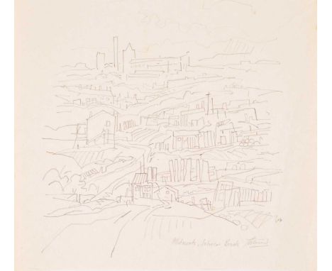Trevor Grimshaw (British 1947-2001) "Allotments, Johnson Brook", signed and titled, pencil drawing.21.5cm x 23.5cm (8.5in x 9