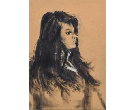 Harold Riley (British 1934-) Portrait of a young woman, signed and dated '64, titled on gallery label - 'Clark Art Ltd.' vers