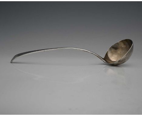 A George III silver Old English pattern soup ladle, the terminal engraved with an armorial crest of a hare, Thomas Chawner, L