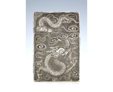 China.A late nineteenth or early twentieth-century Chinese silver calling card case, of rectangular form, the exterior decora