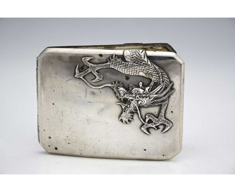 China.A late nineteenth or early twentieth-century Chinese silver cigarette case, of rectangular form with canted corners, th