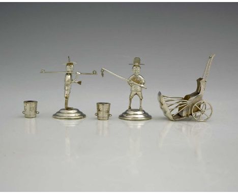 China.A twentieth-century Chinese export silver novelty cruet, modelled in the form of a rickshaw, marked 'Hong Kong / Sterli