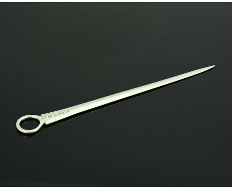 Peter and Jonathan Bateman.A George III silver meat skewer, of tapered form with ring loop terminal, with an armorial crest, 