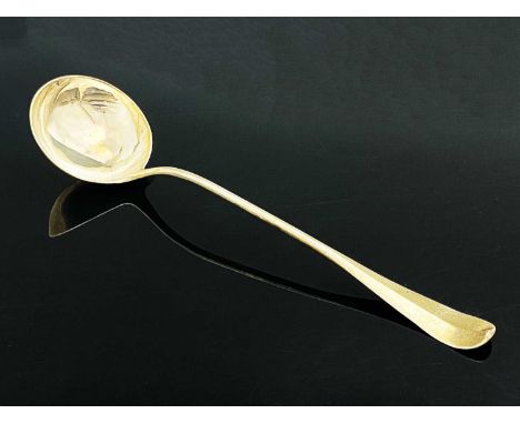 Scotland.A George III Scottish silver Hanoverian pattern soup ladle, with armorial crest, possibly for the Dundas Clan, A lio