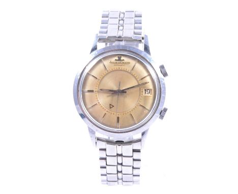 Jaeger-leCoultre - a gentleman's Memovox automatic alarm wristwatch, 29mm circular champagne raised baton dial with date aper