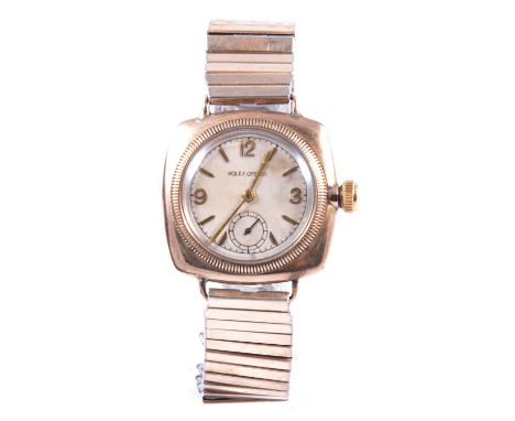 Rolex - CATALOGUE AMENDMENT - NOT AUTOMATIC, a gentleman's 9 carat yellow gold Oyster wristwatch, 23mm circular cream dial wi