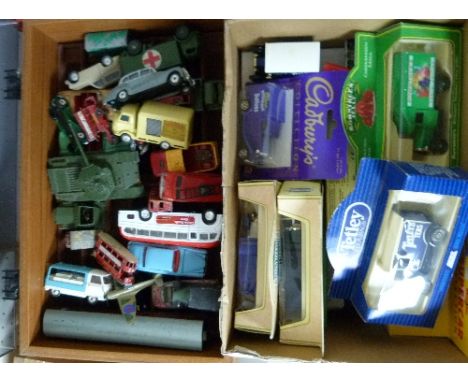 Dinky and Corgi Toys; circa 1940s and 1950s, approx. twenty six play worn examples, including Lucozade truck, Centurion Tank,