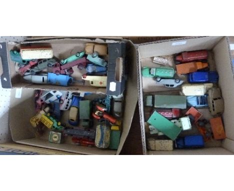 Dinky Toys; circa 1940s and 1950s, approx. sixty play worn examples, including tractors, buses, Foden trucks, Oxo van, coache