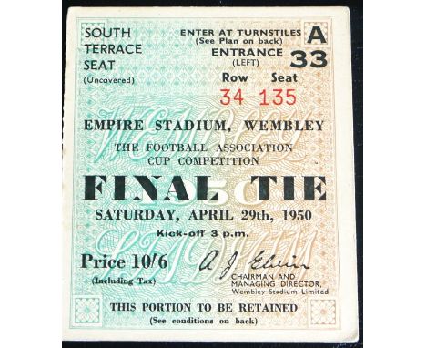 1950 FA CUP FINAL ARSENAL V LIVERPOOL TICKET
Score noted on back otherwise good