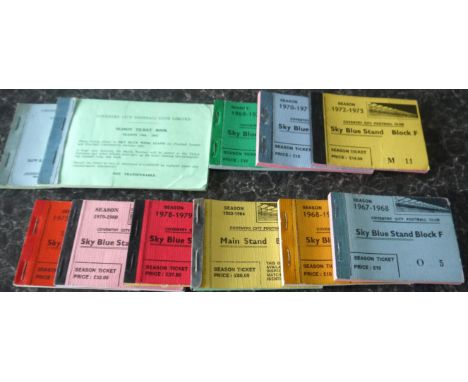 10 COMPLETE COVENTRY CITY SEASON TICKET BOOKS
Unused books 1965/66, 1966/67, 1967/68, 1968/69, 1969/70, 1970/71, 1972/73, 197