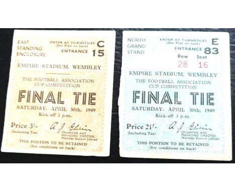 1949 FA CUP FINAL LEICESTER CITY V WOLVERHAMPTON WANDERERS TICKETS
30th April 1949 played at Wembley, standing and a North Gr