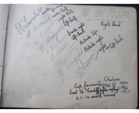 1926-27 CHELSEA &amp; TOTTENHAM HOTSPUR AUTOGRAPH PAGE
Back to back page of autographs, 11 Chelsea Turnbull, Wilding, Fergurs
