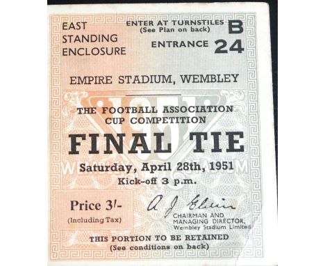 1951 FA CUP FINAL BLACKPOOL V NEWCASTLE UNITED TICKET
Good for age