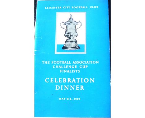 LEICESTER CITY 1949 FA CUP FINAL MENU
9th May 1949 at The Bell Hotel Leicester nice item&nbsp;
