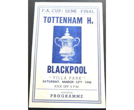 1948 FA CUP SEMI-FINAL BLACKPOOL V TOTTENHAM HOTSPUR PIRATE PROGRAMME
13th March 1948 pirate by Ross good condition