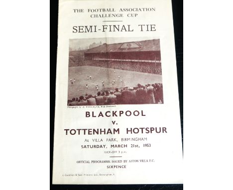1953 FA CUP SEMI-FINAL BLACKPOOL V TOTTENHAM HOTSPUR
21st March 1953 played at Villa Park slight fold