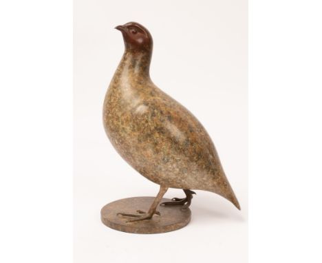 Geoffrey Dashwood (born 1947)/Grey Partridge/on a signed rounded plinth, number 3 of 12/patinated bronze sculpture, 26cm high