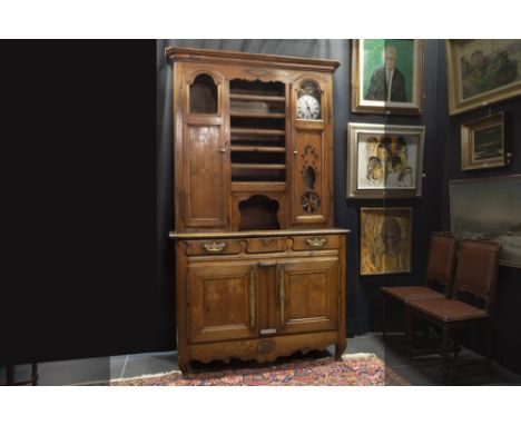 19th Cent. French fruitwood and oak dresser from Normandy with built-in longcase clock || Apart negentiende eeuws Frans-Norma