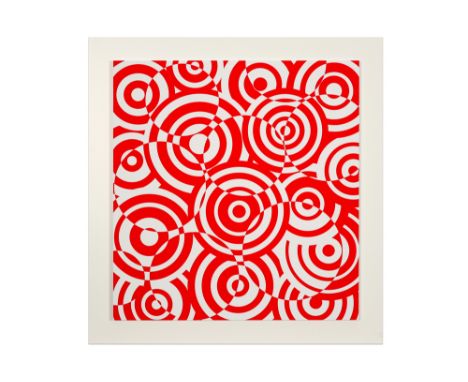 Antonio Asis signed screenprint on wood titled "Interferences cercles rouge et blanc" - to be dated in 2010 || ASIS ANTONIO (