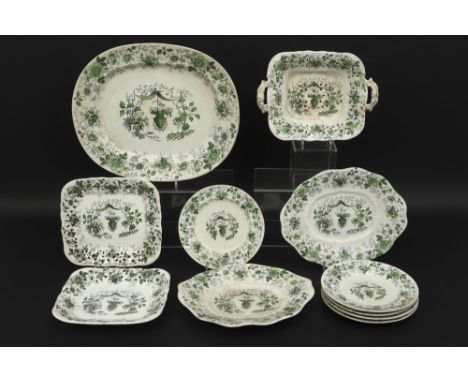 11 pieces of antique English ceramic marked "SK &amp; C°" || Elf stuks antieke Engelse faïence, gemerkt "SK &amp; C°", met ee
