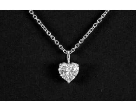 a 1,16 carat high quality heart-shaped cut diamond set in white gold (18 carat) on a chain in white gold (18 carat) || Solita