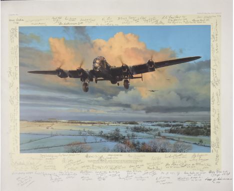WWII Strike and Return 31x24 inches colour limited edition print 312/400 signed in pencil by the artist Robert Taylor and 92 