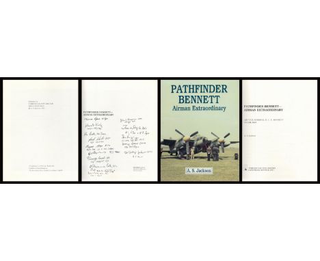 WWII Multisigned Book Pathfinder Bennett Airman Extraordinary by A S Jackson 1991 First Edition Hardback Book with 162 pages 