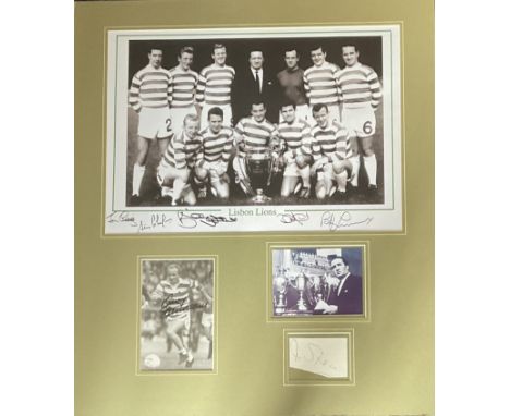 Celtic Legends 24x20 mounted signature display includes Lisbon Lions multi signed print signatures Jim Craig, Stevie Chalmers