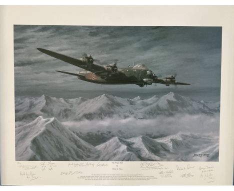 WWII The Night Shift 26x20 inches multi signed limited edition colour print 3/100 signed in pencil by the artist Philip E Wes