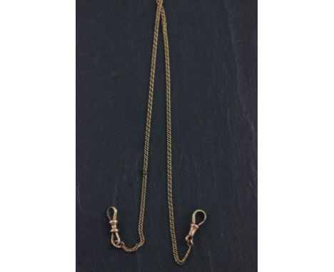 A vintage 9ct yellow gold watch chain; with a 15ct yellow gold clip