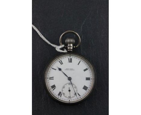 Victorian Silver Gentleman's open face Pocket Watch, the white enamel face marked Kemp Bros, Union St, Bristol with seconds d