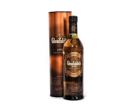 Glenfiddich 1991 Vintage Reserve 13 Year Old Pure Single Malt Scotch Whisky, 40% vol 70cl, in original tin tube (one bottle)