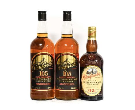 Glenfarclas 105 Cask Strength Single Highland Malt Scotch Whisky, 60% vol 1 litre, in original cardboard tubes (two bottles),