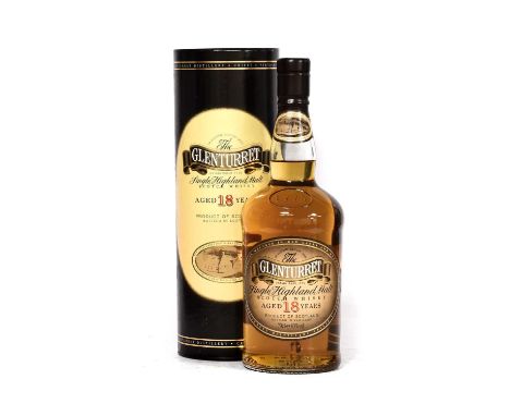 Glenturret 18 Year Old Single Highland Malt Scotch Whisky, 40% vol 70cl, in original cardboard tube (one bottle)