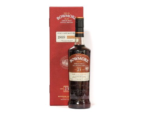 Bowmore 1989 23 Year Old Port Cask Matured Islay Single Malt Scotch Whisky, distilled 1989, bottled 2013, 50.8% vol 70cl, in 