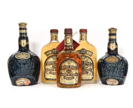 Chivas Regal Royal Salute 21 Year Old Blended Scotch Whisky, Wade decanter bottling, 1 litre (two bottles), Chivas Regal 12 Y