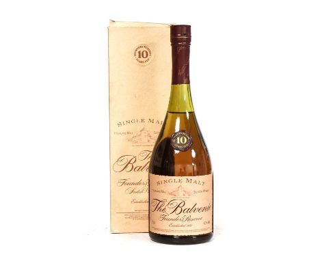 The Balvenie 10 Years Old Founders Reserve Single Malt Highland Scotch Whisky, 1980s cognac bottling, with original cardboard