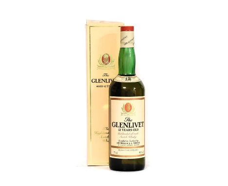 The Glenlivet 12 Year Old Unblended All Malt Scotch Whisky, 1970s bottling, 40% vol 75cl, in original cardboard sleeve (one b