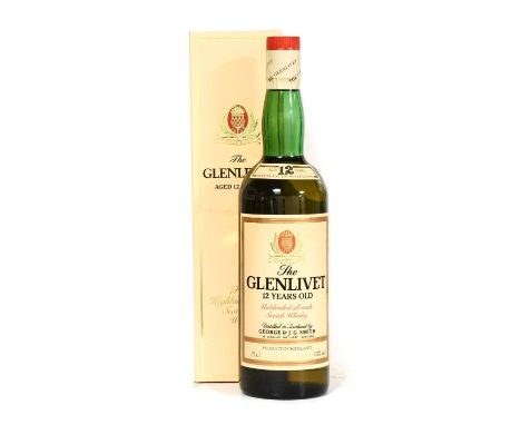 Glenlivet 12 Year Old Highland Malt Scotch Whisky, 1980s bottling, 40% vol 75cl, in original cardboard sleeve (one bottle)