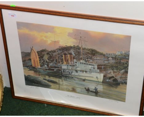 After Tom Freeman, Fire at Yangtze Station, ltd. ed. print no. 144/500, signed in pencil to the mount