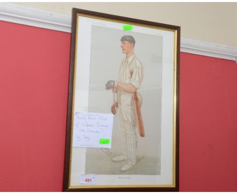 A Vanity Fair 'Spy'  print of Gilbert L. Jessop, (the Croucher) framed and glazed