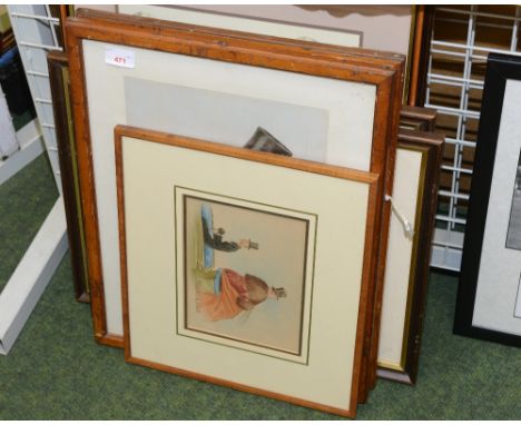 Two Carlo Pelligrini prints of Lord Claredon and Captain Batchelor, two equestrian prints after Sturgess, a Nigel Hemming pri