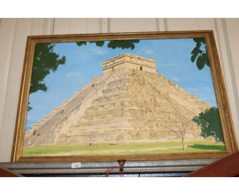 John Crosfield 1995, oil on canvas, study of the Mayan Temple
