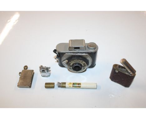 A tin plate Model Wonder camera, cigarette lighters etc