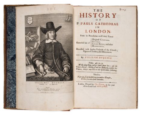 Dugdale (Sir William) The History of St. Paul's Cathedral, first edition, title in red and black, engraved portrait and 44 et