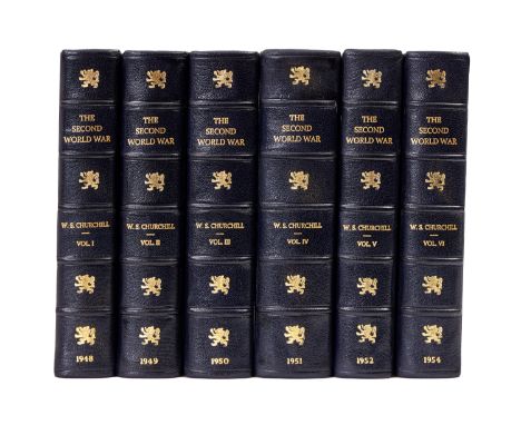 Churchill (Sir Winston Spencer) The Second World War, 6 vol., first editions, handsomely bound in modern dark blue half moroc